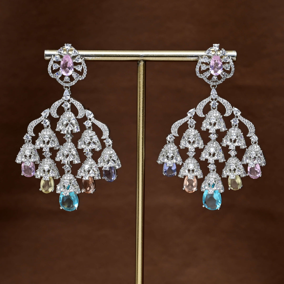 CZ White Gold Earrings