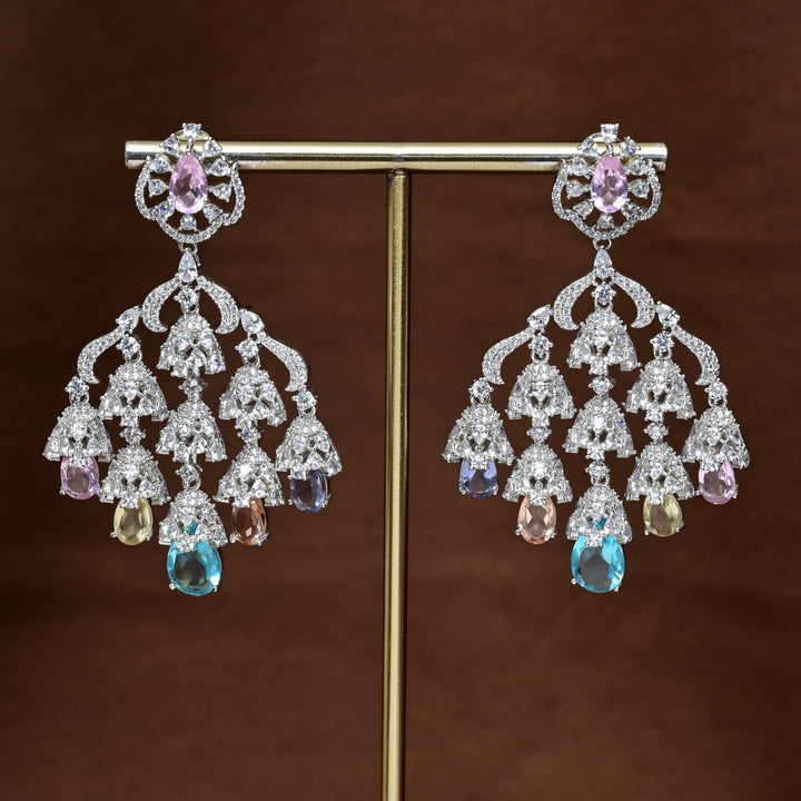 CZ White Gold Earrings
