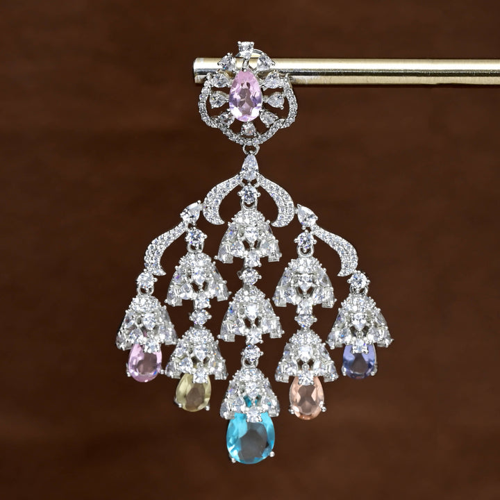 CZ White Gold Earrings