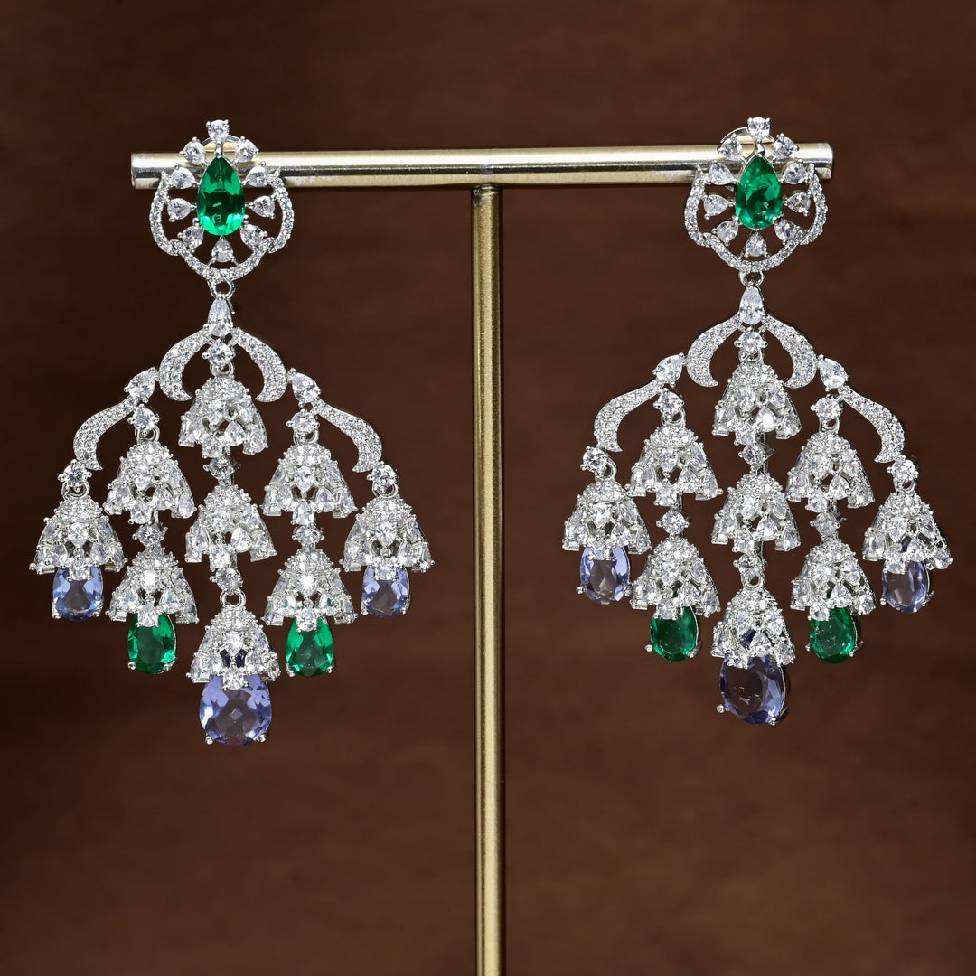CZ White Gold Earrings