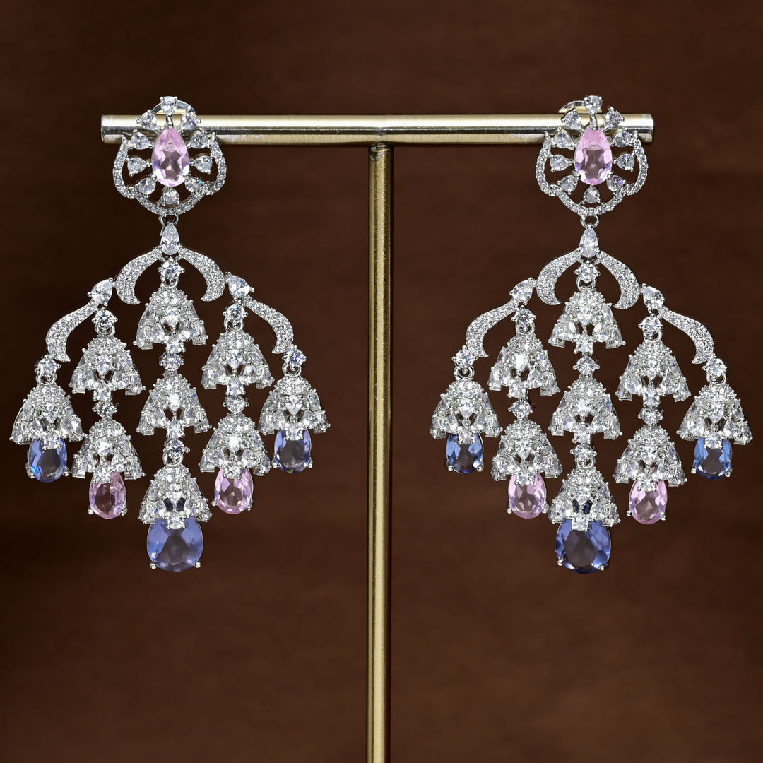 CZ White Gold Earrings