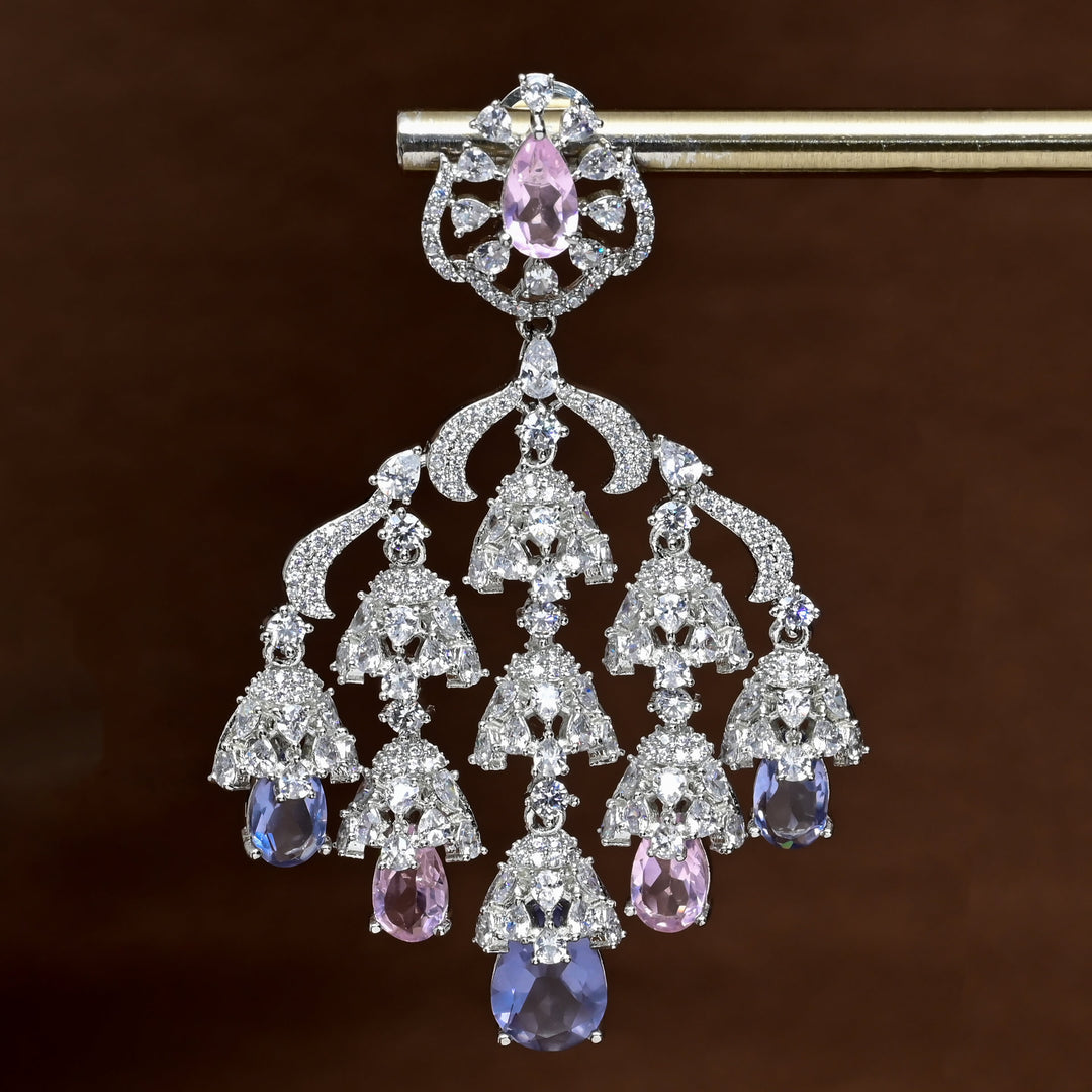 CZ White Gold Earrings