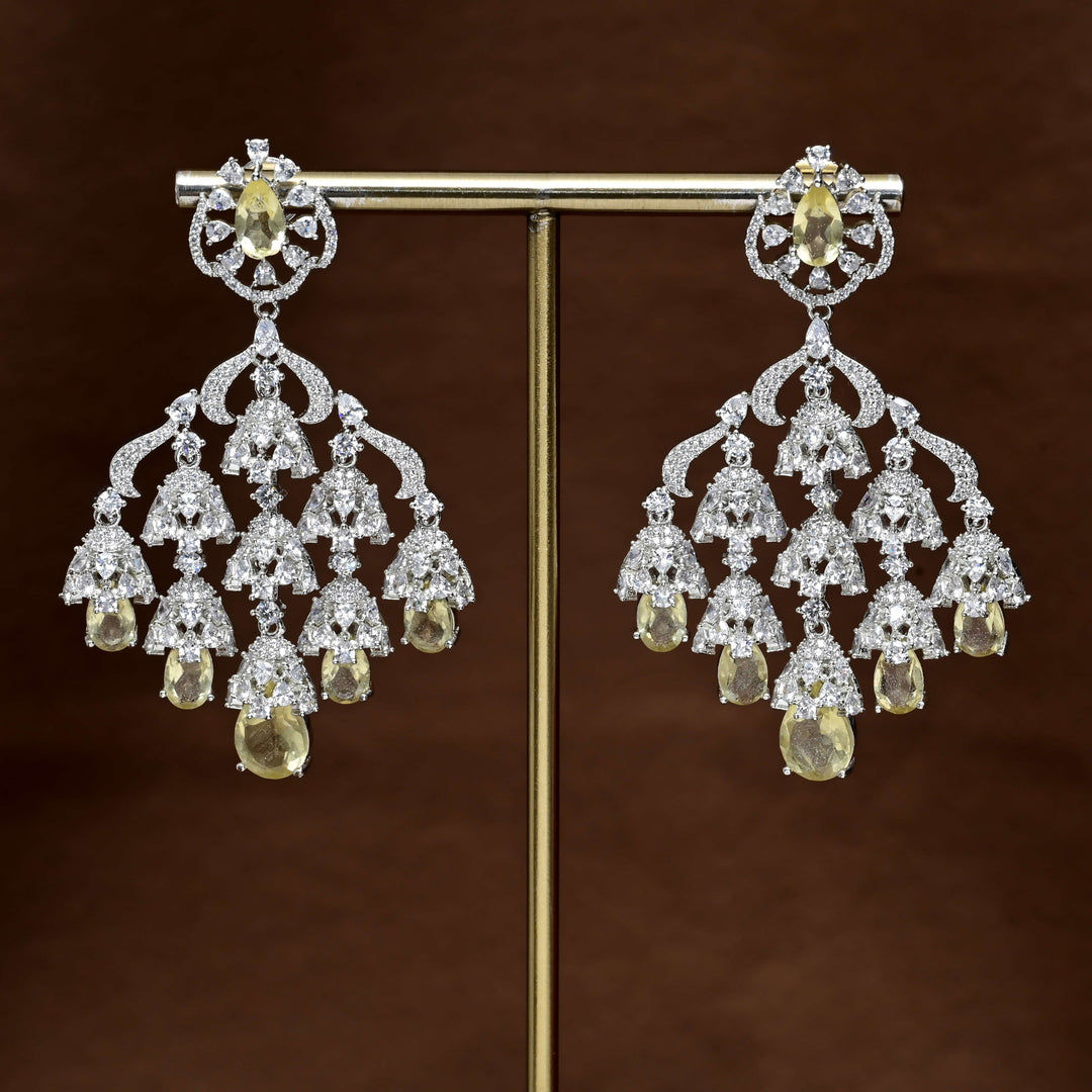 CZ White Gold Earrings