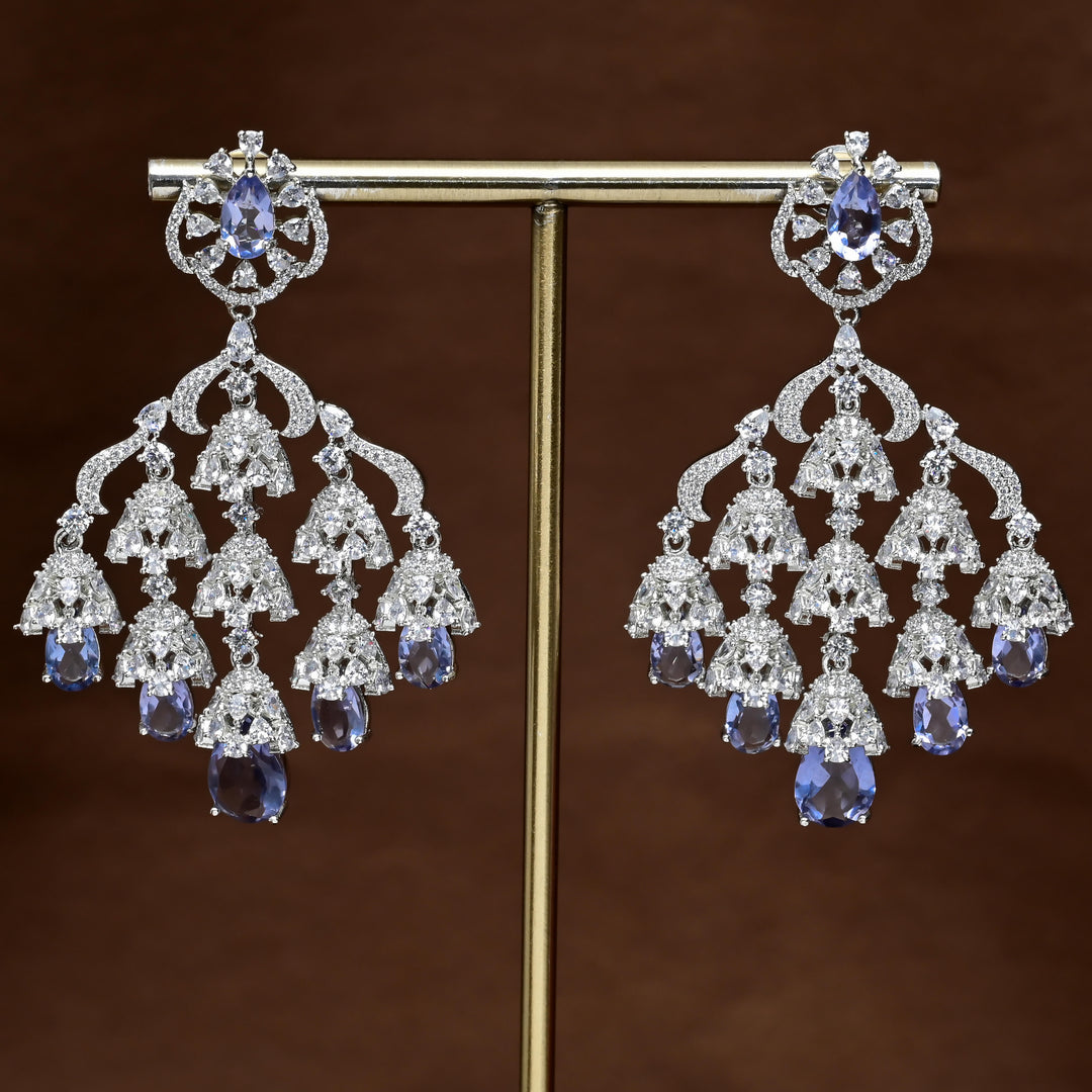 CZ White Gold Earrings