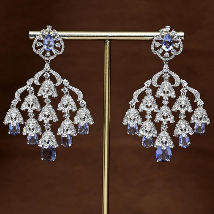 CZ White Gold Earrings