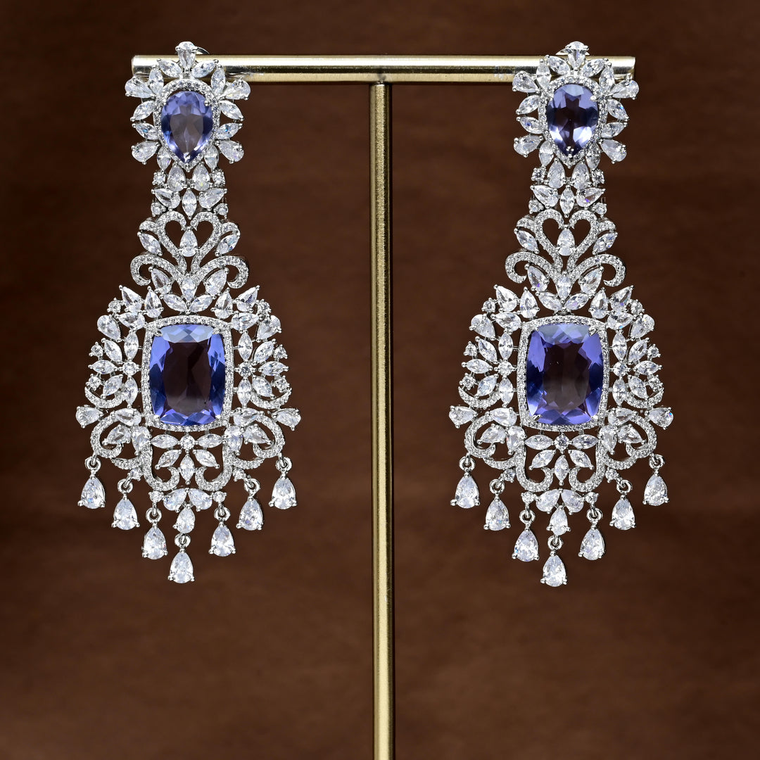 CZ White Gold Earrings