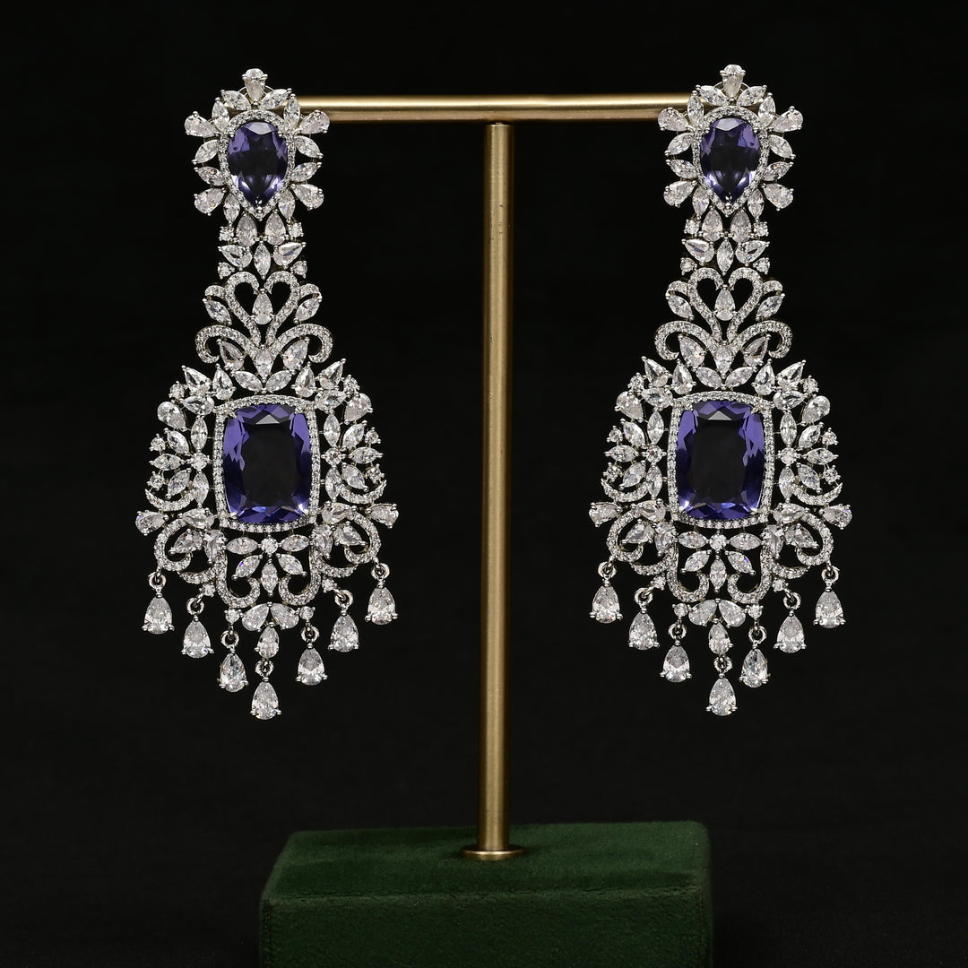 CZ White Gold Earrings