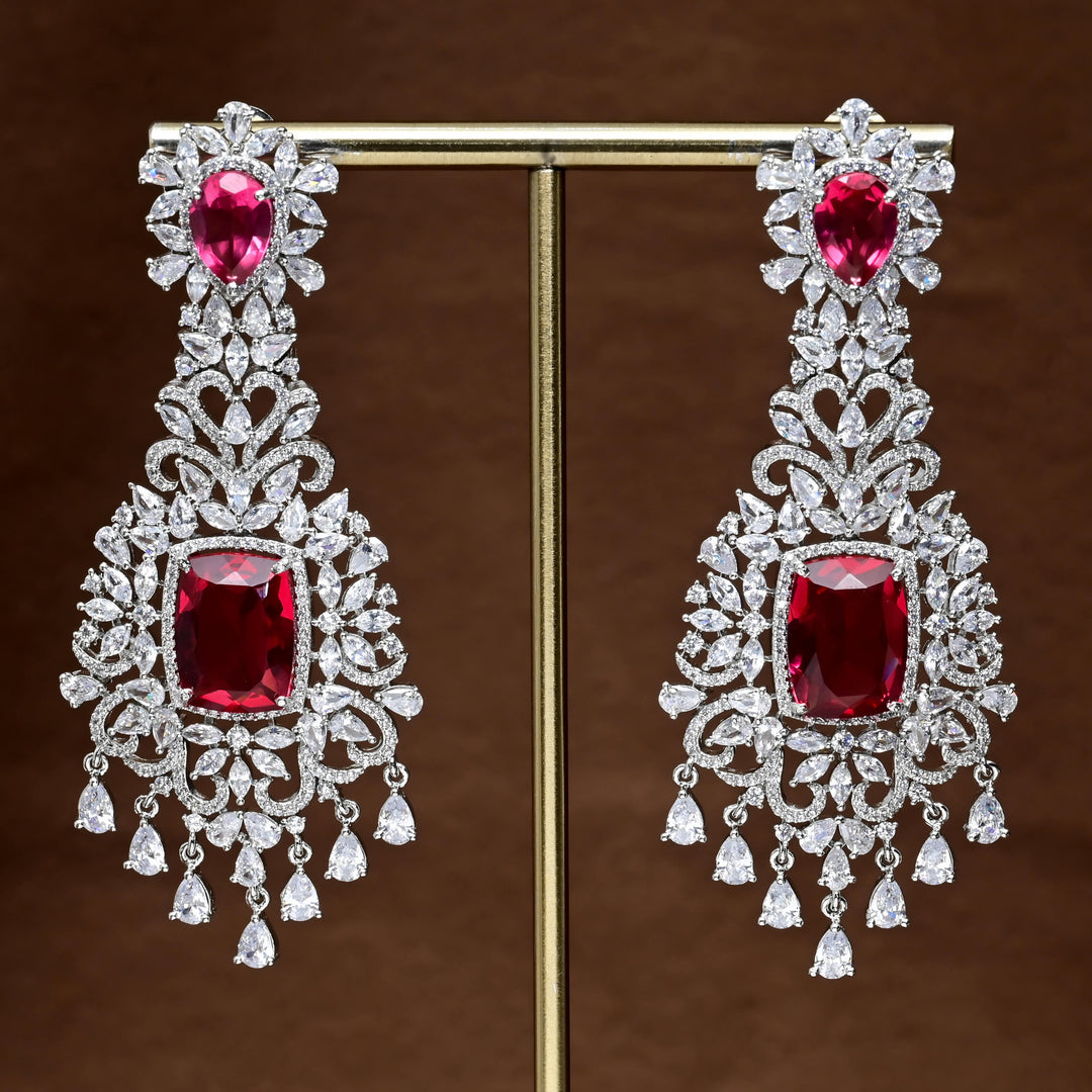 CZ White Gold Earrings