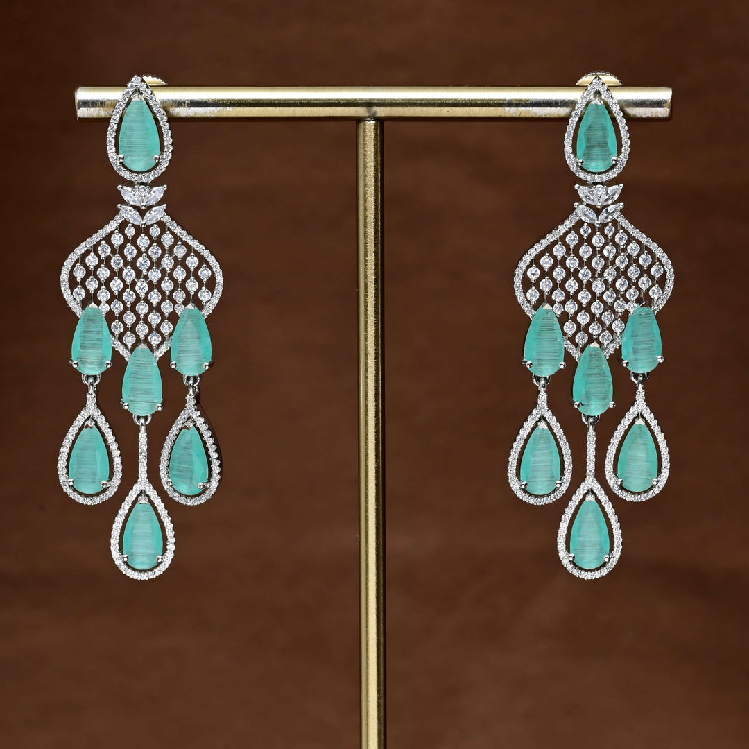 CZ White Gold Earrings