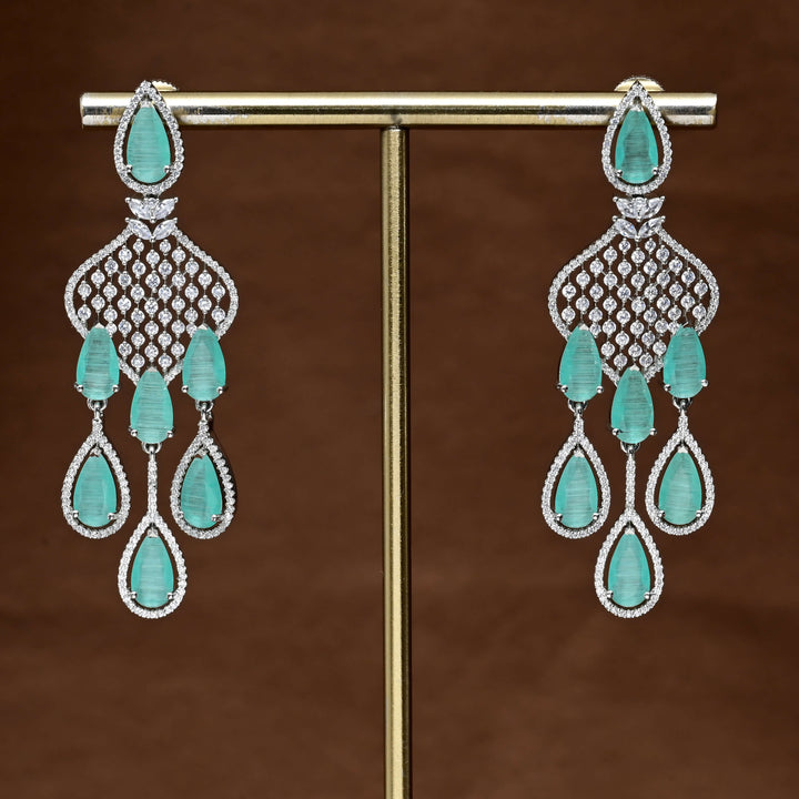 CZ White Gold Earrings