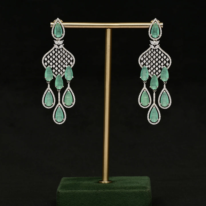 CZ White Gold Earrings