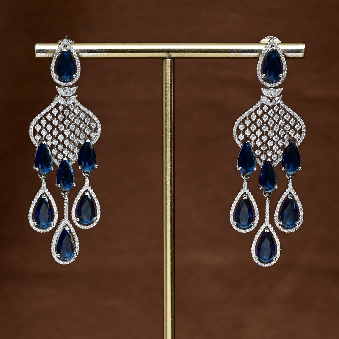 CZ White Gold Earrings