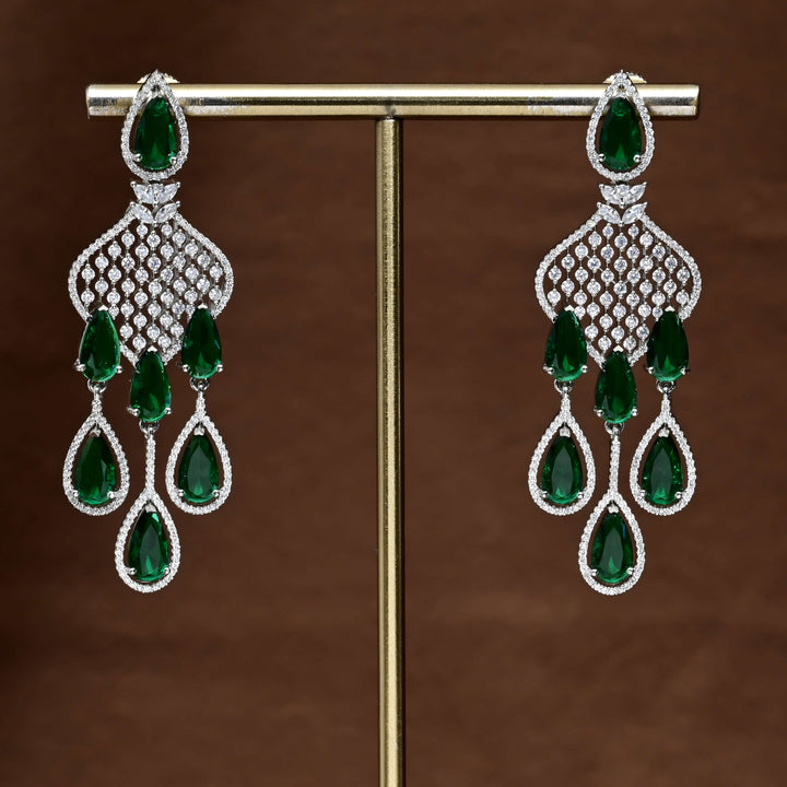 CZ White Gold Earrings