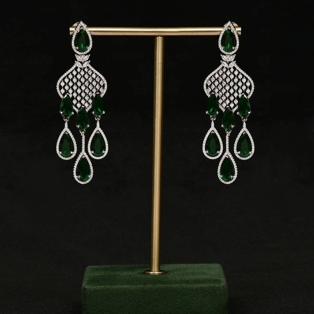 CZ White Gold Earrings