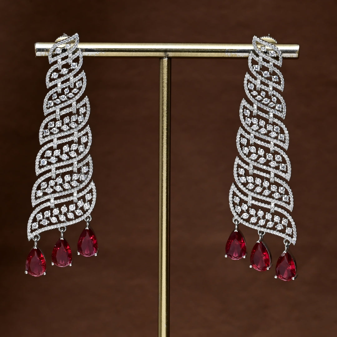 CZ White Gold Earrings