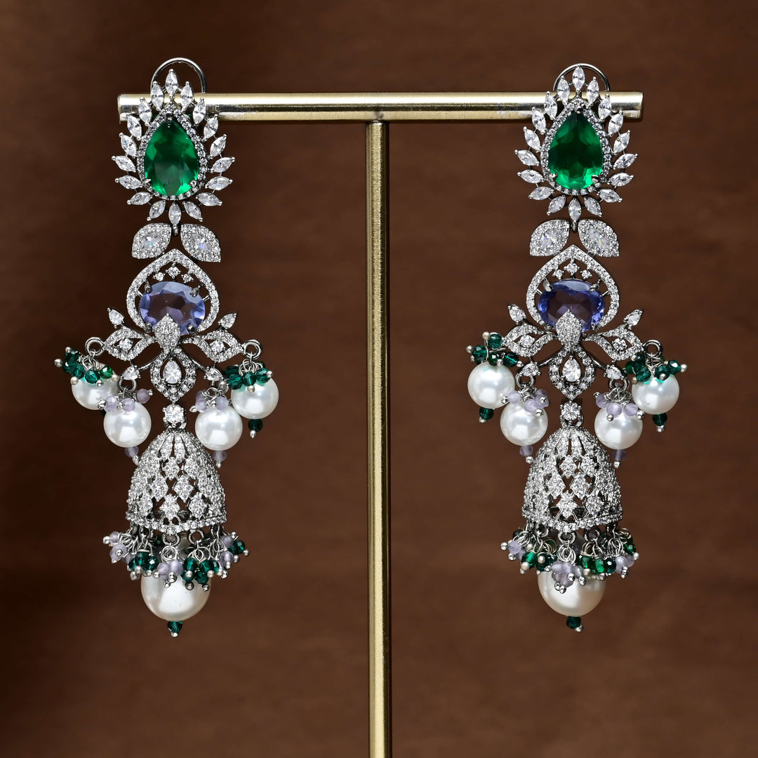 CZ White Gold Earrings