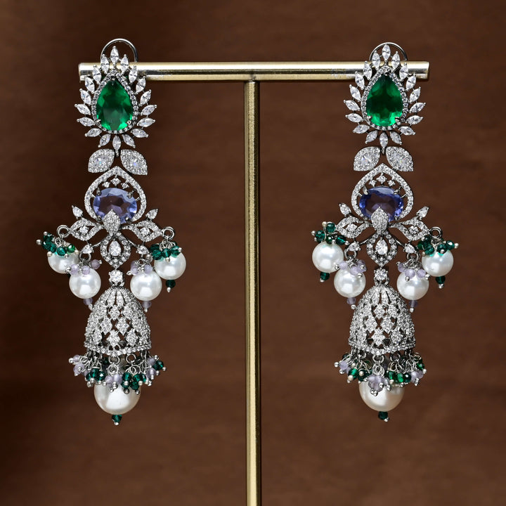 CZ White Gold Earrings