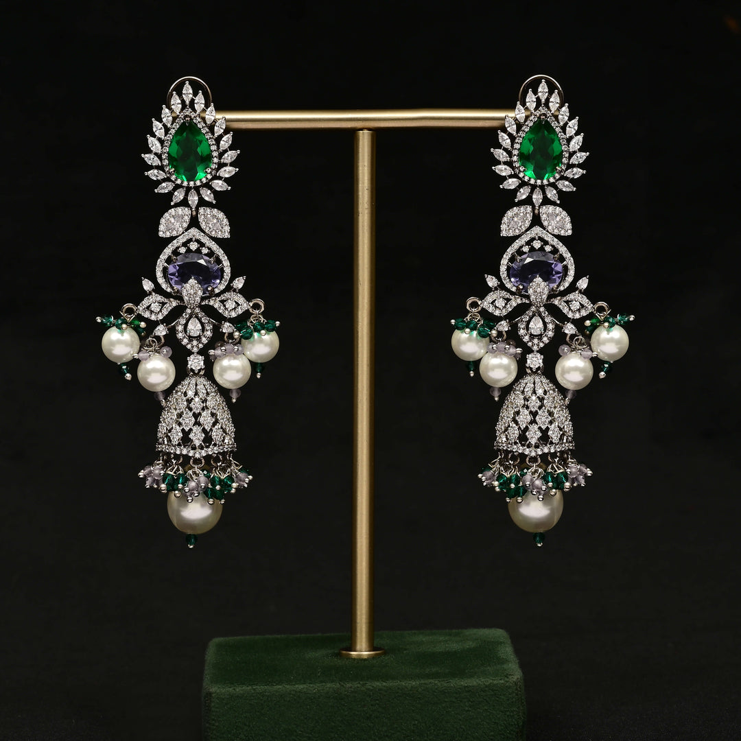CZ White Gold Earrings