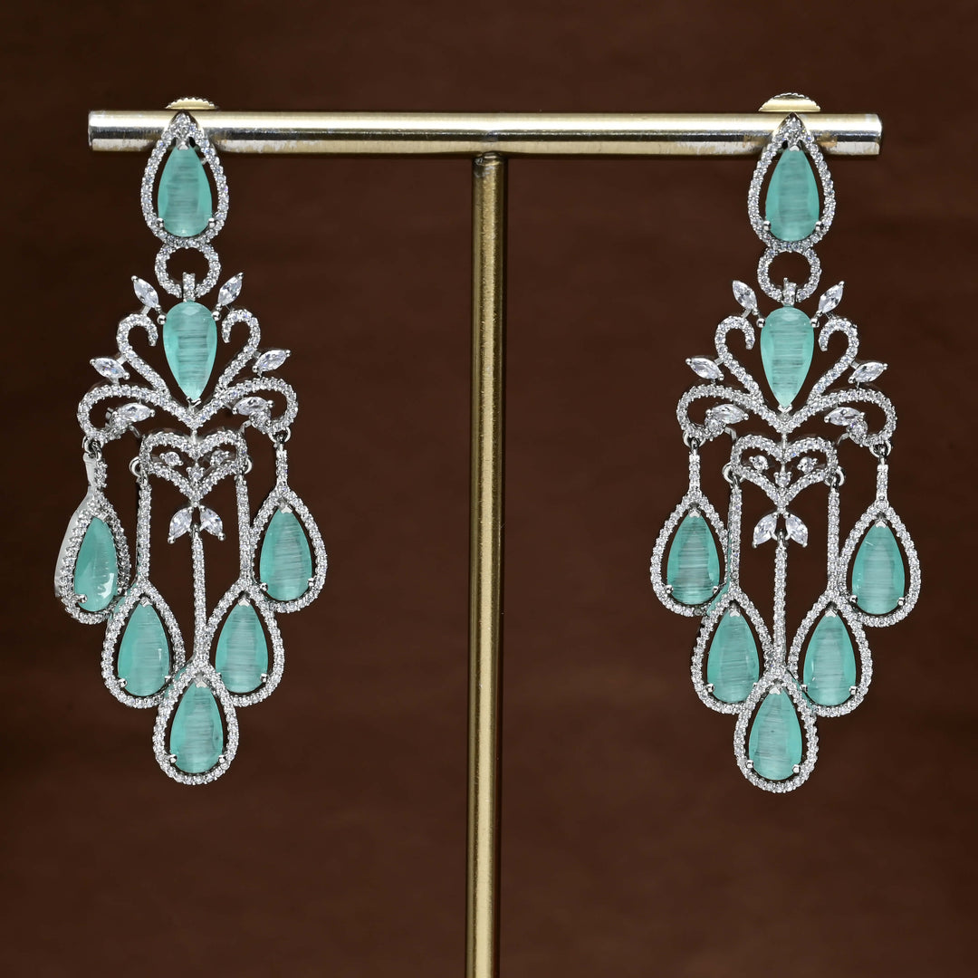 CZ White Gold Earrings
