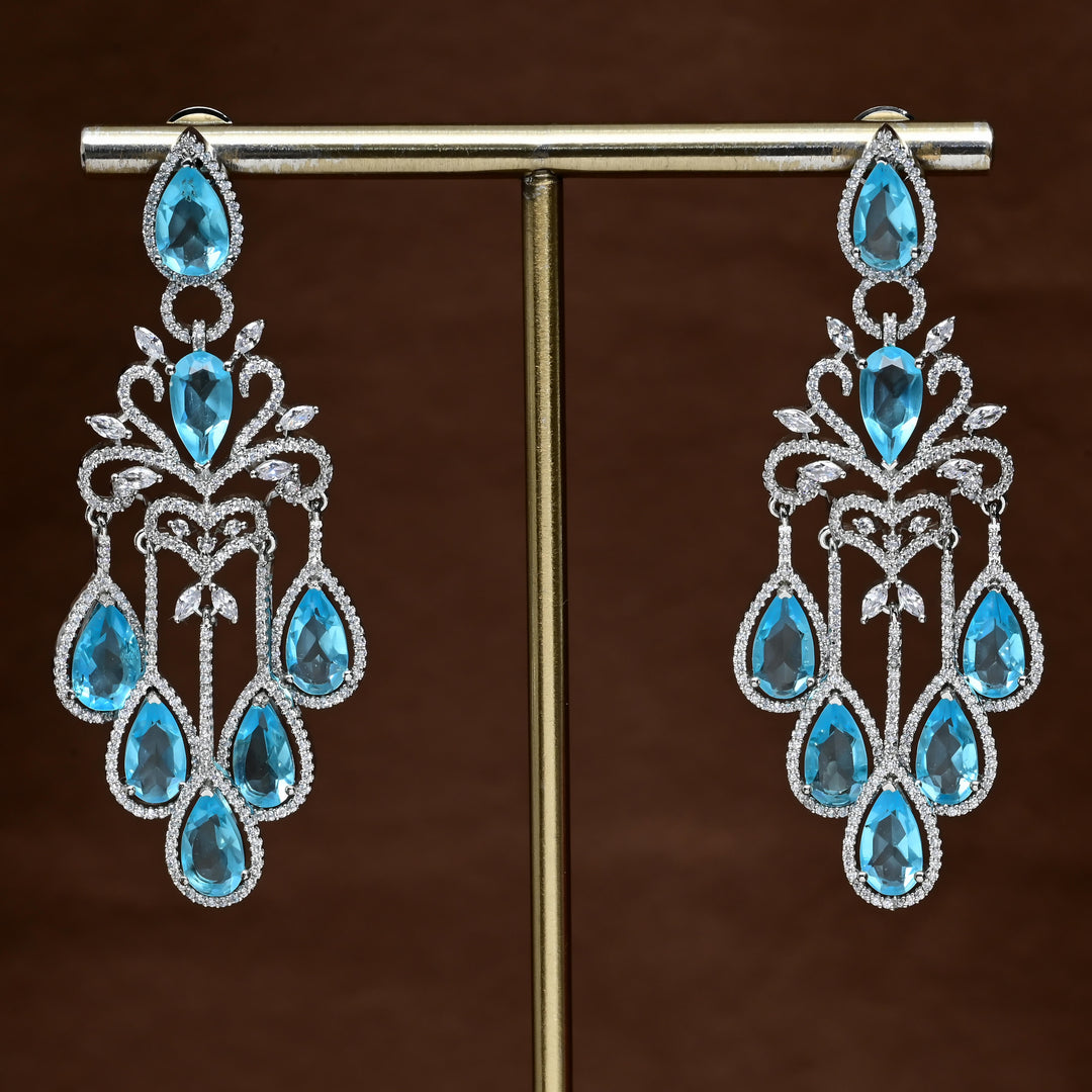 CZ White Gold Earrings