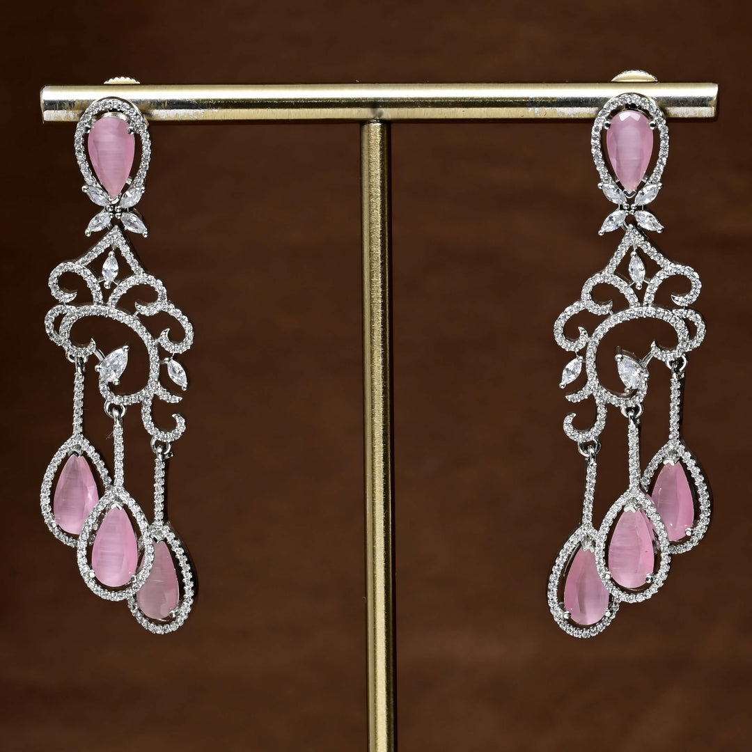 CZ White Gold Earrings