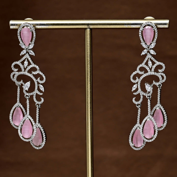 CZ White Gold Earrings