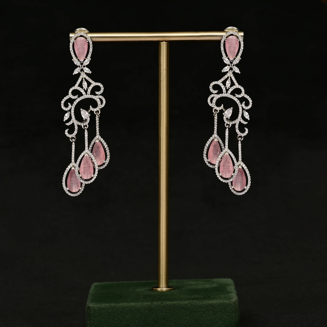 CZ White Gold Earrings