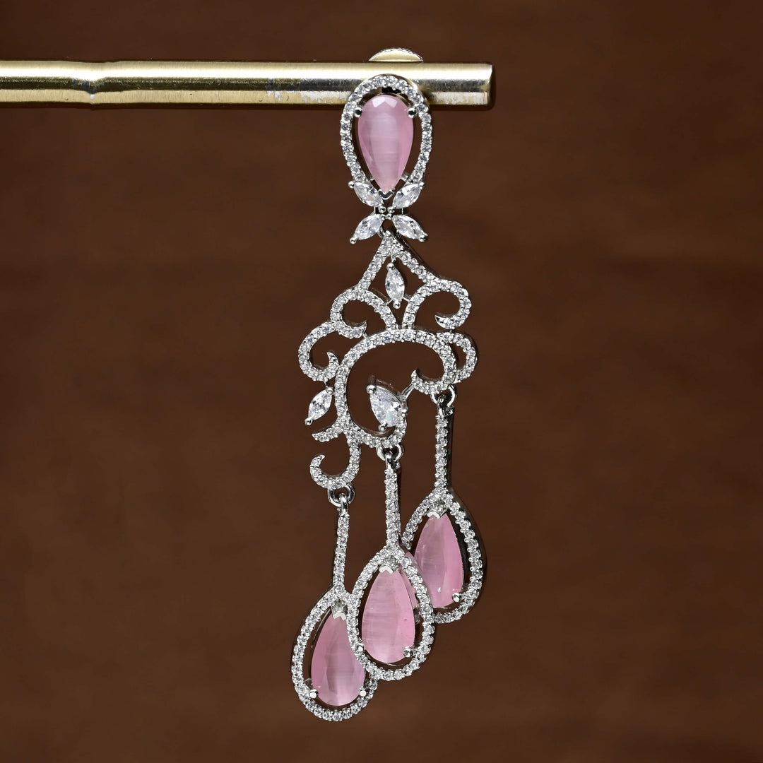 CZ White Gold Earrings