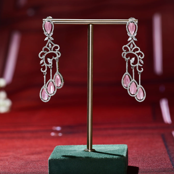 CZ White Gold Earrings