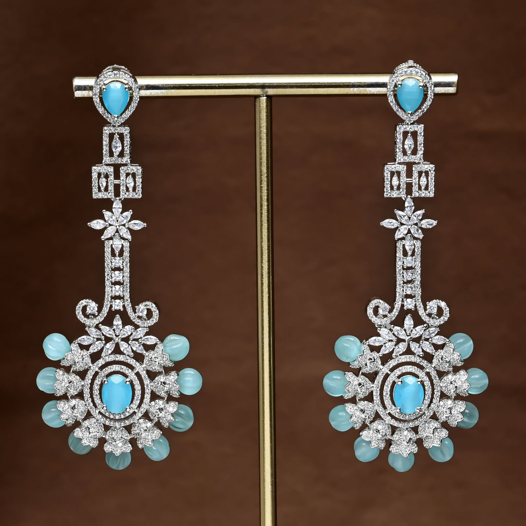CZ White Gold Earrings