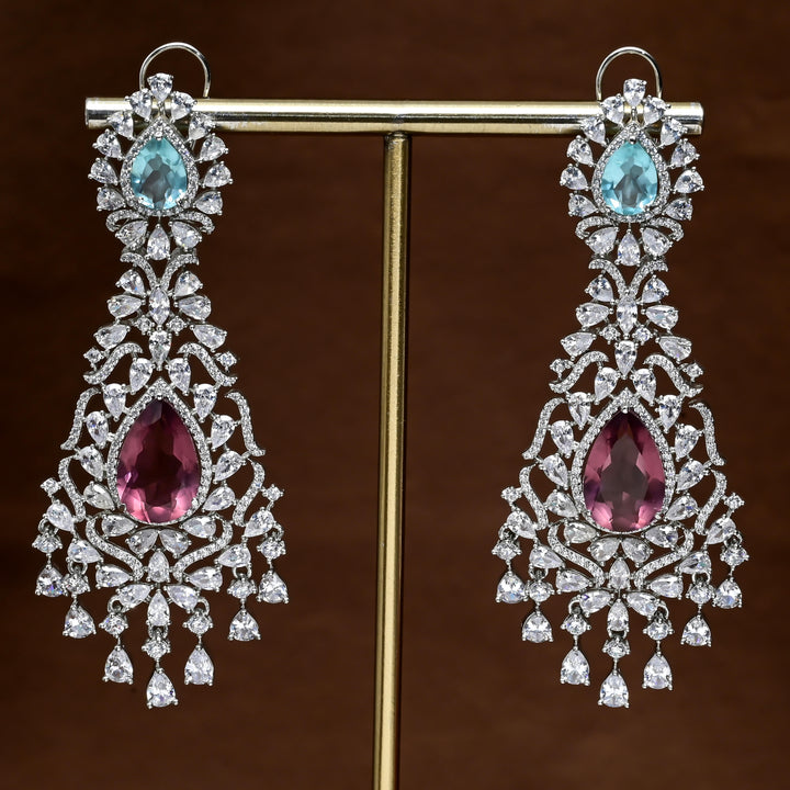 CZ White Gold Earrings