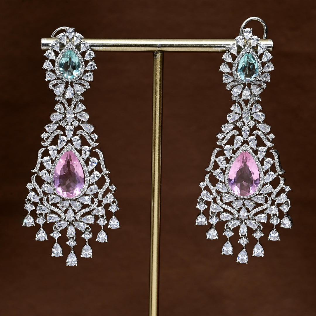 CZ White Gold Earrings