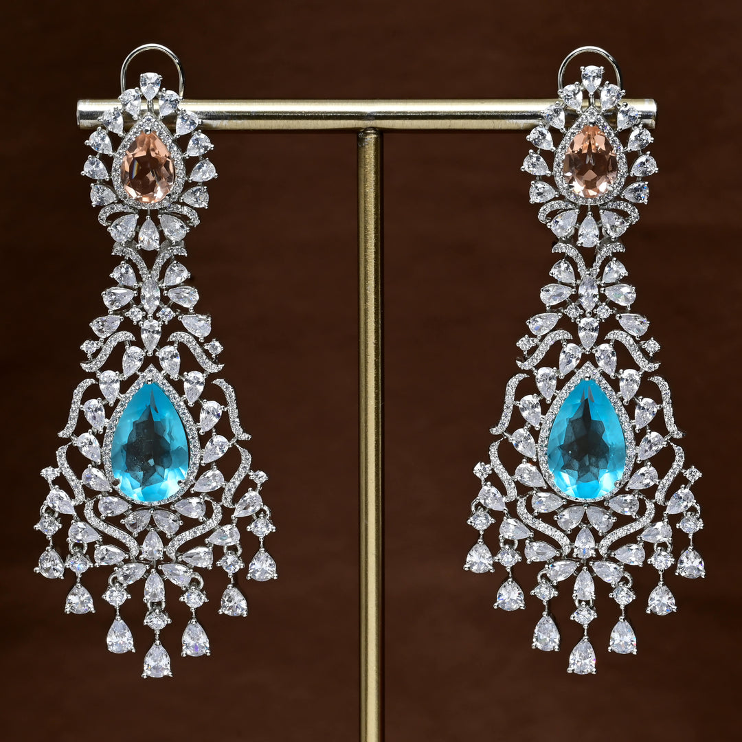 CZ White Gold Earrings