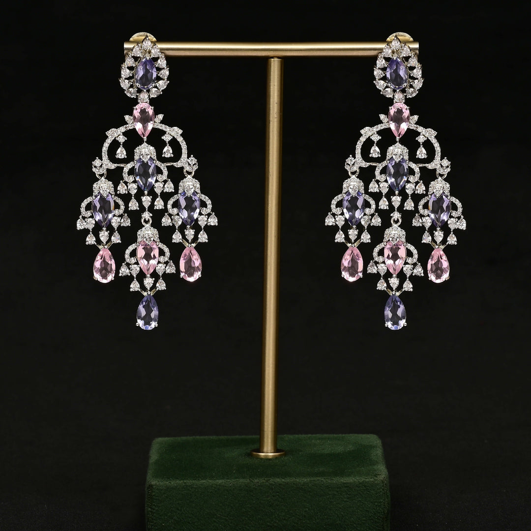 CZ white Gold Earrings