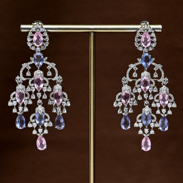 CZ White Gold Earrings
