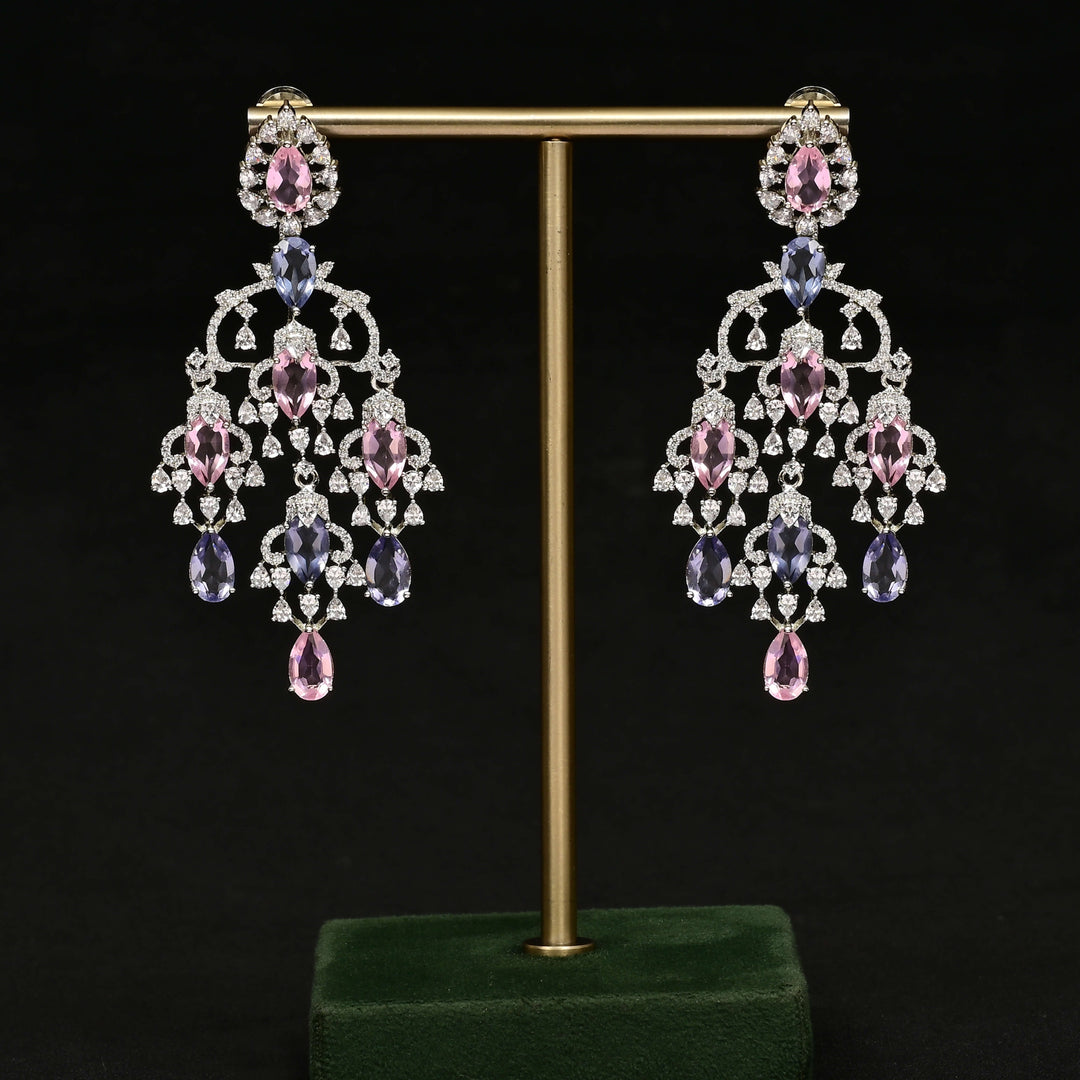 CZ White Gold Earrings