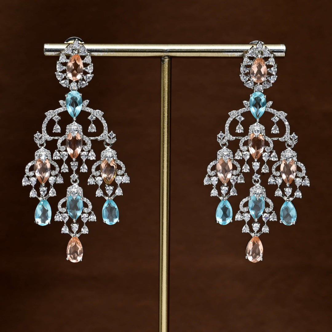 CZ White Gold Earrings