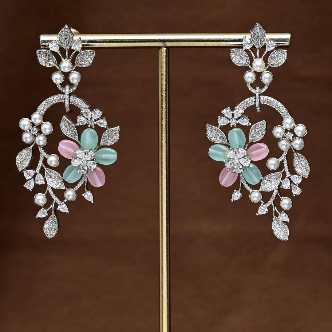 CZ White Gold Earrings