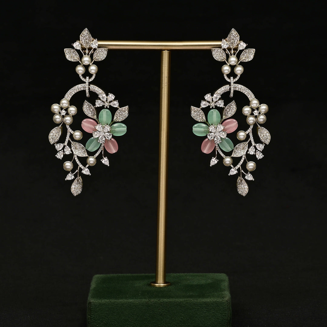 CZ White Gold Earrings