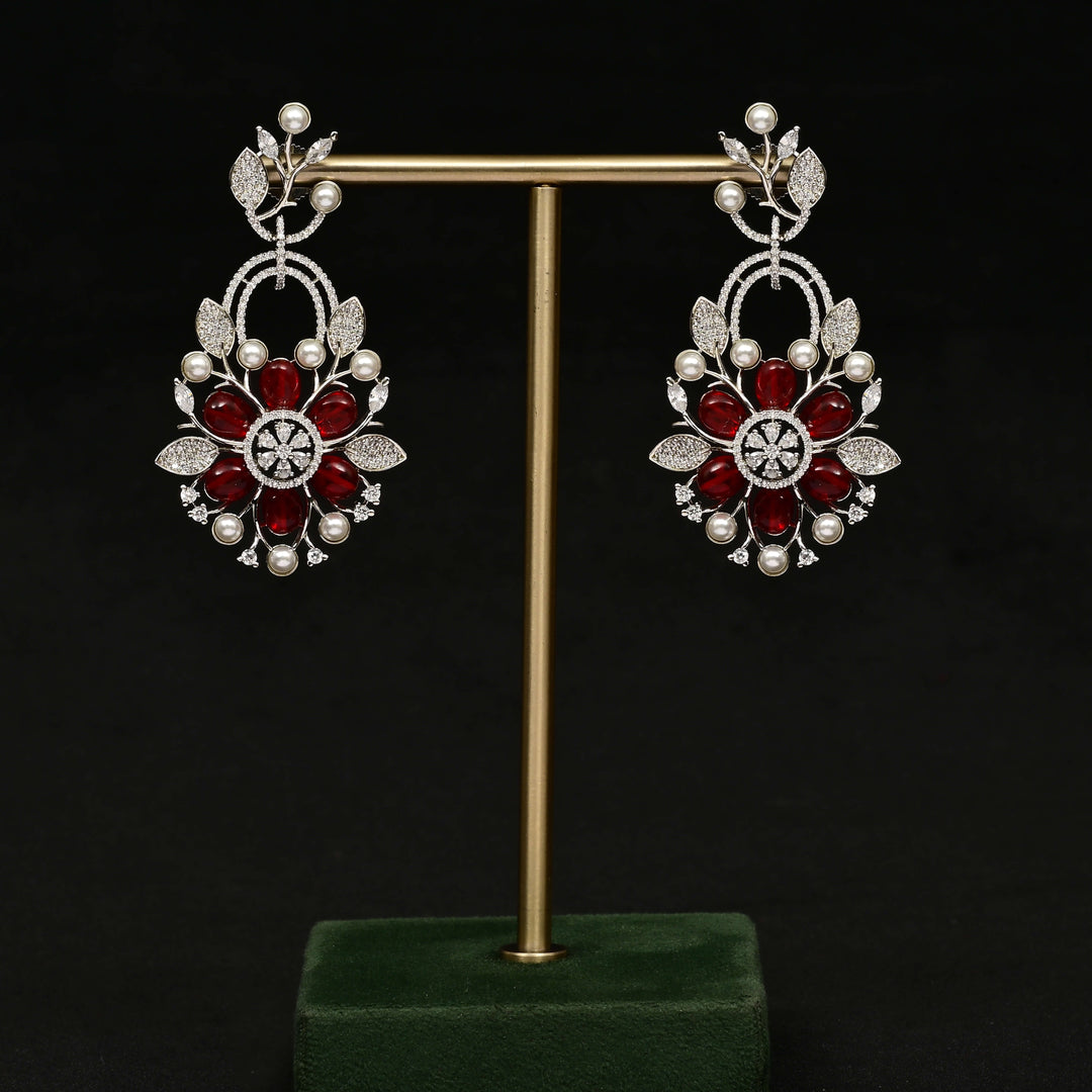 CZ White Gold Earrings