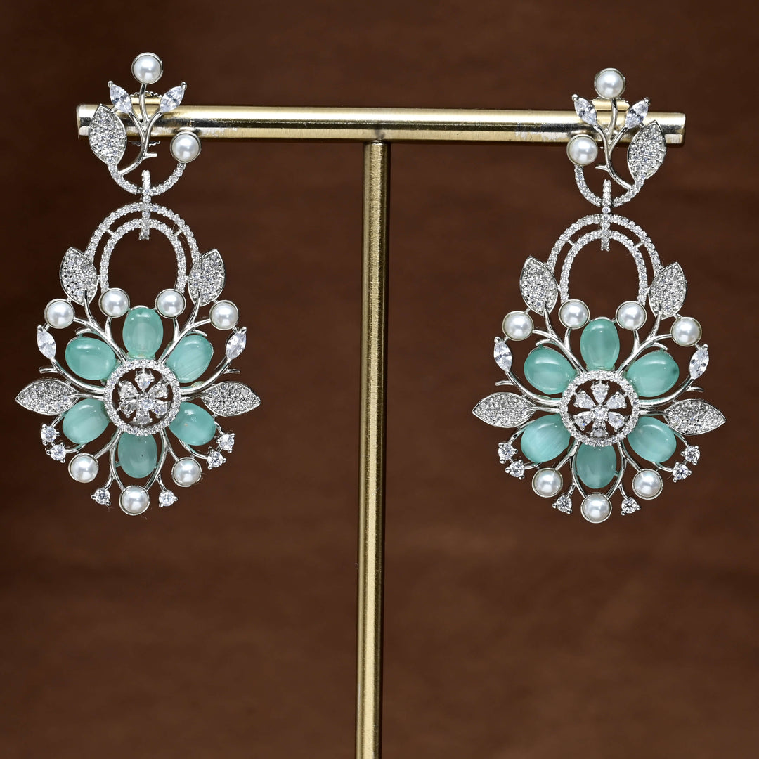 CZ White Gold Earrings