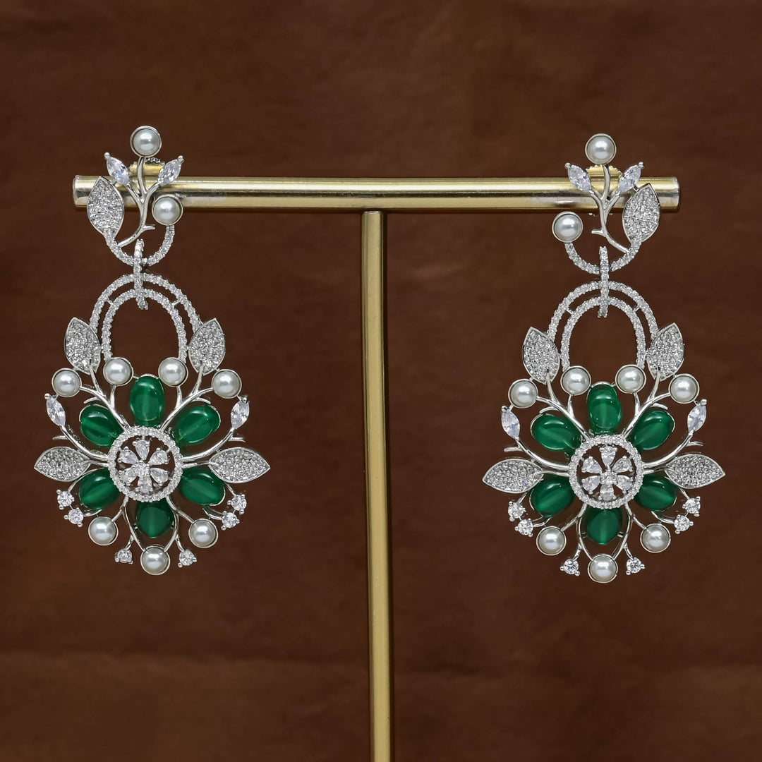 CZ White Gold Earrings