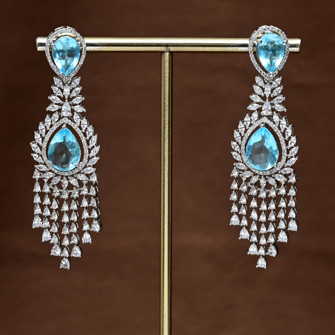 CZ White Gold Earrings