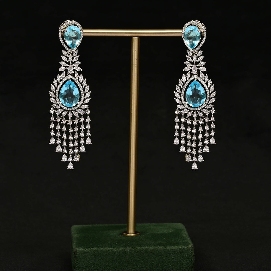 CZ White Gold Earrings