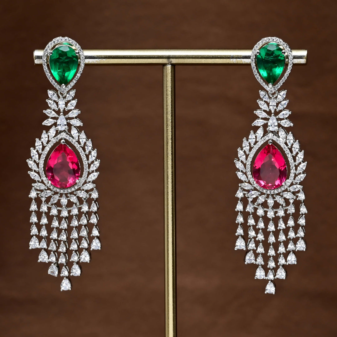 CZ White Gold Earrings