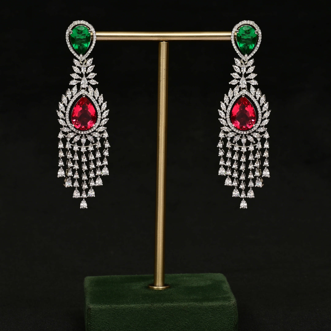 CZ White Gold Earrings