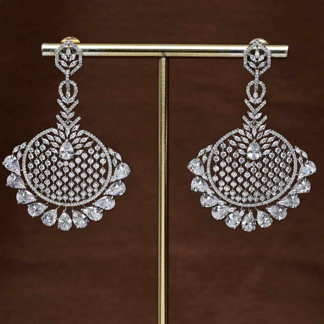 CZ White Gold Earrings