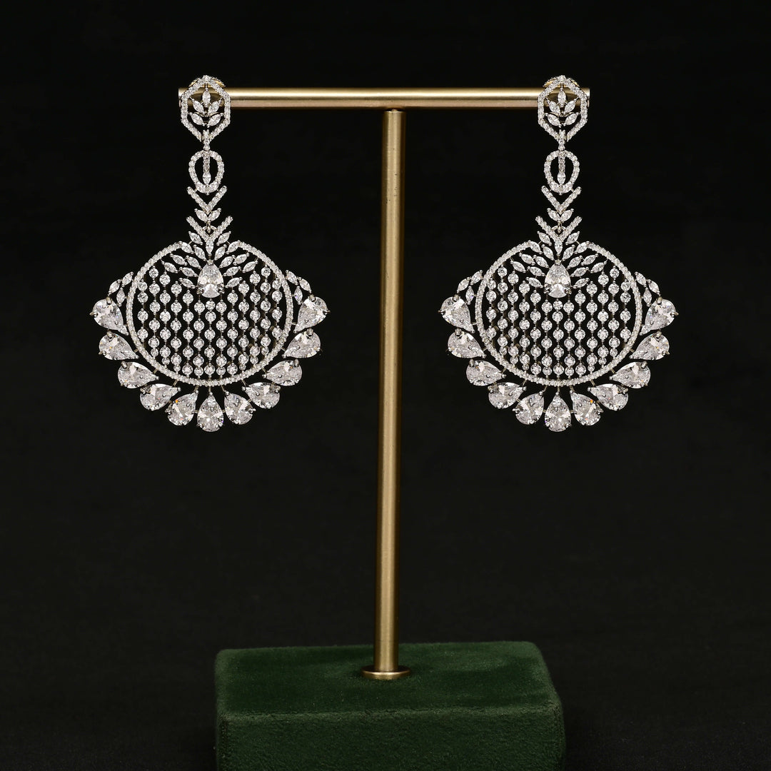 CZ White Gold Earrings