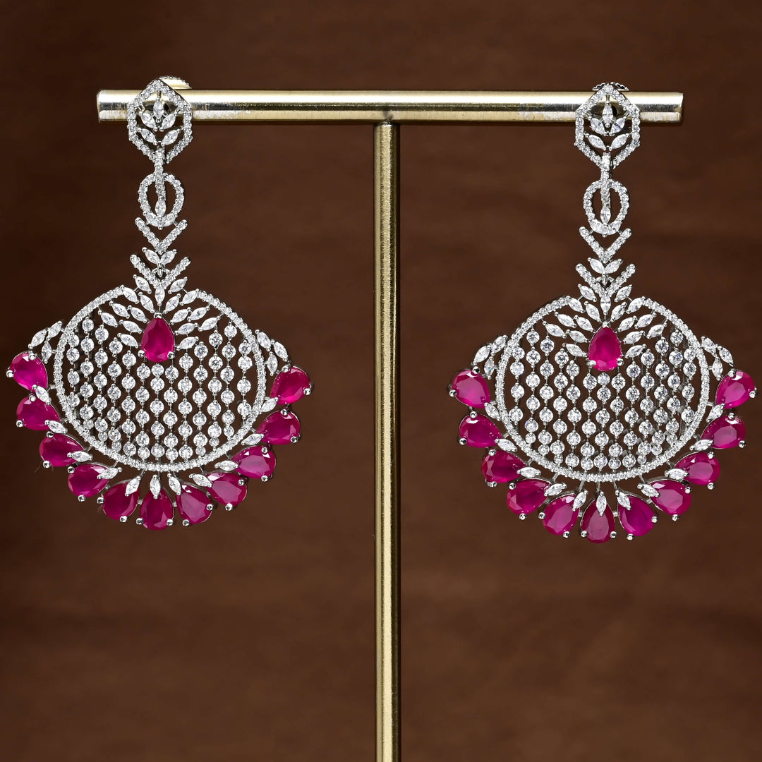 CZ White Gold Earrings