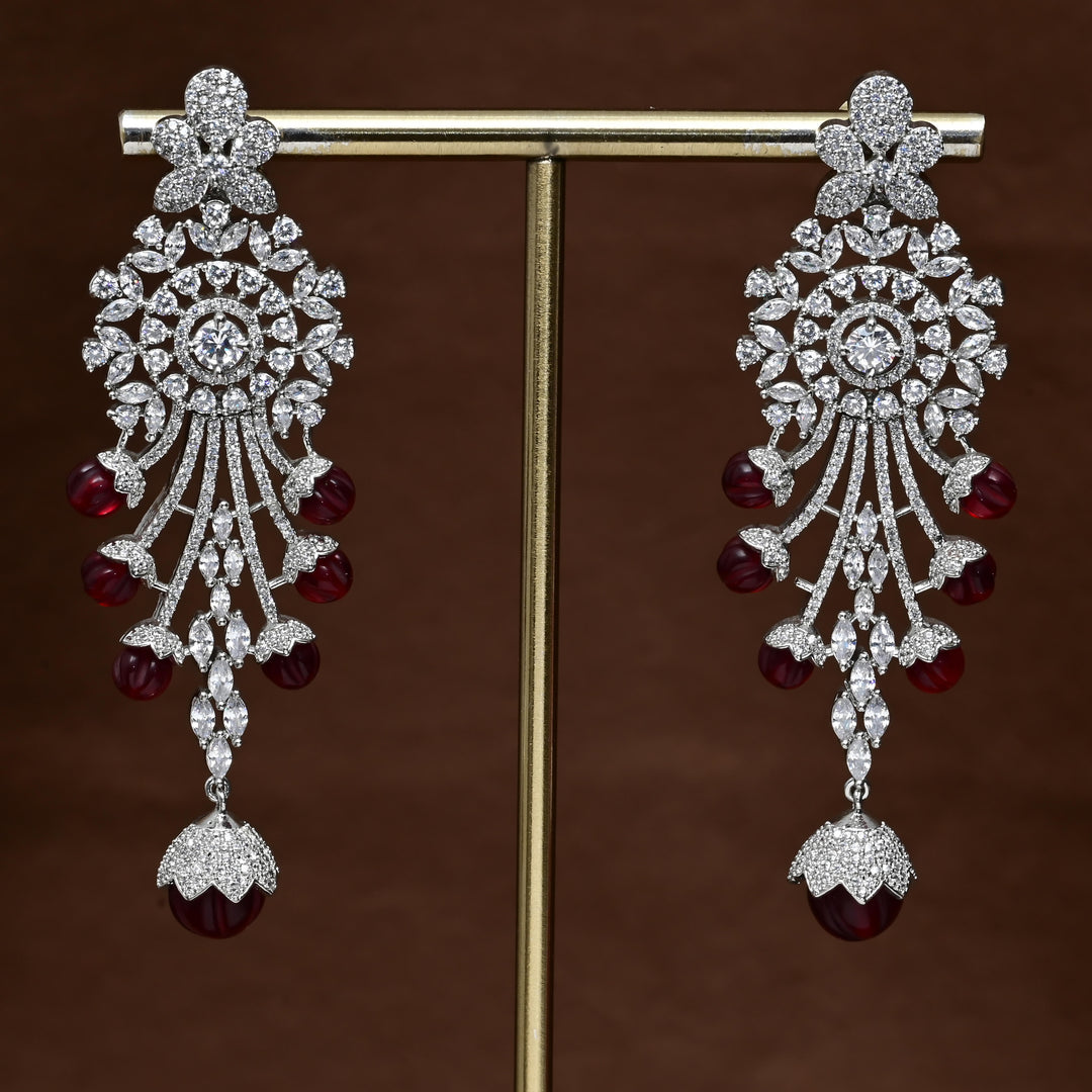 CZ White Gold Earrings